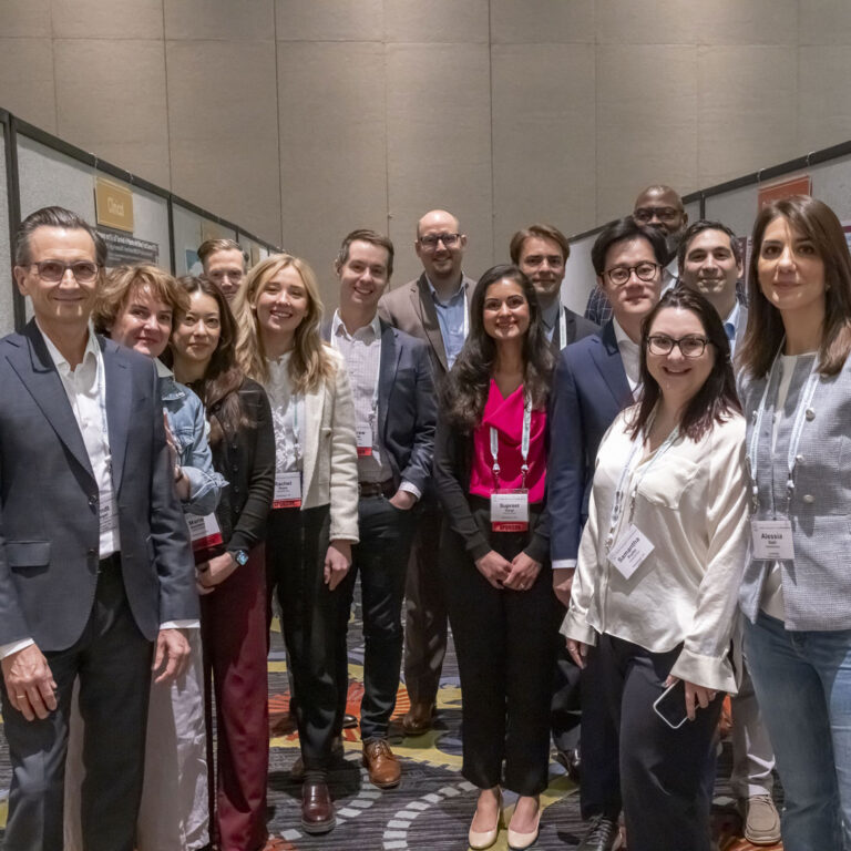 a group of cholangiocarcinoma (also known as bile duct cancer) researchers present their scientific posters