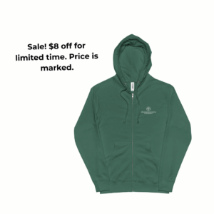 CCF Fleece Zip-Up Hoodie in Gray, Green, and Black